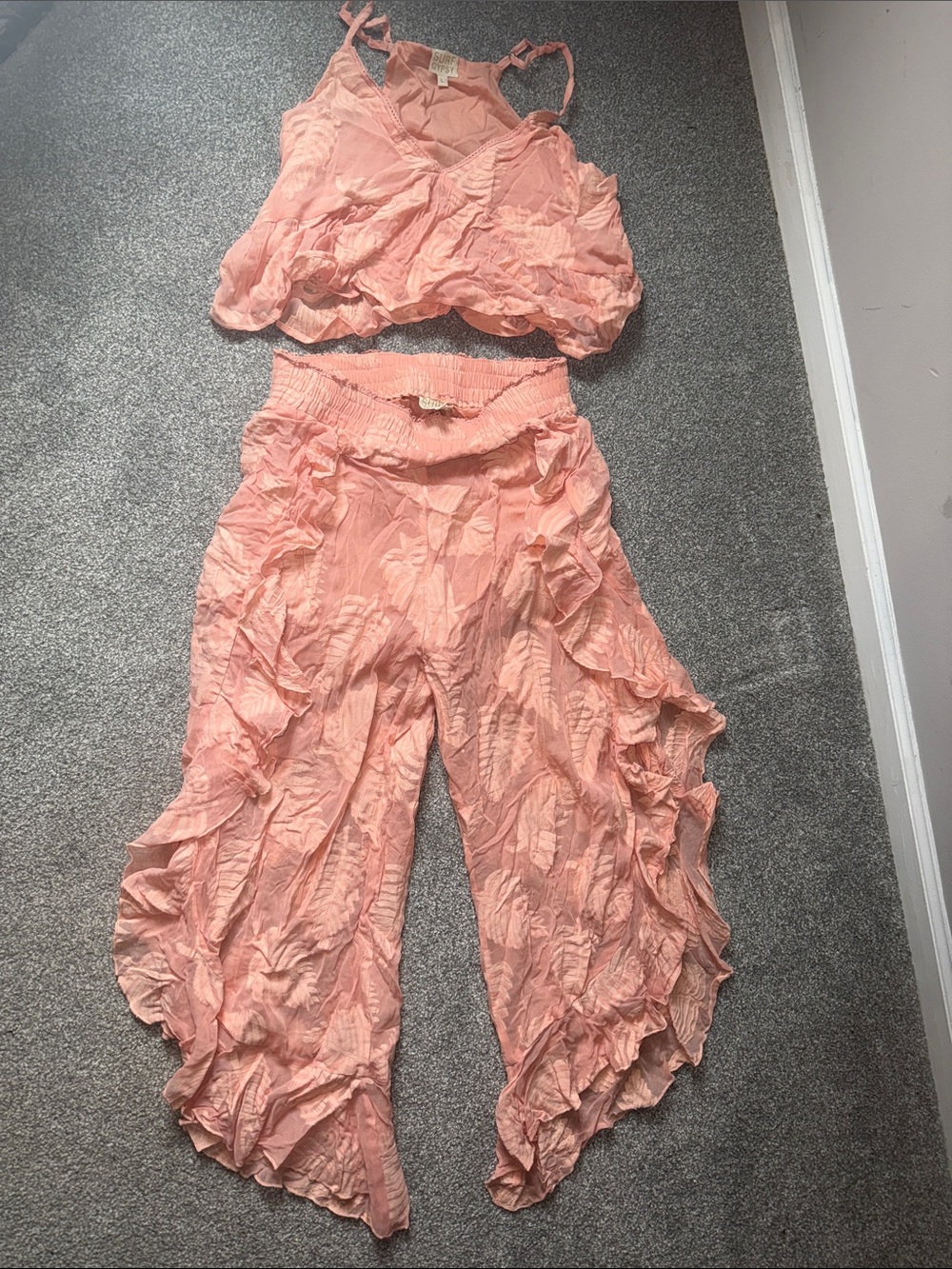 Surf Gypsy Peach Ruffled Two-Piece Set